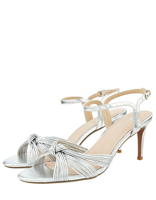 Kitty Knot Heeled Sandals Silver Occasion Shoes Monsoon UK