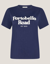 Sara Portobello Road Slogan T-Shirt, Blue (NAVY), large