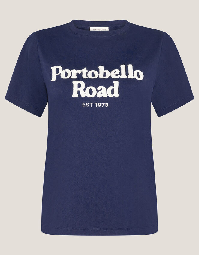 Sara Portobello Road Slogan T-Shirt, Blue (NAVY), large