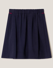 Bow Ponte Pleated Skirt, Blue (NAVY), large