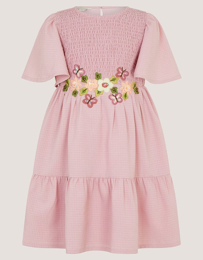 Floral Embroidered Smocked Dress, Pink (PINK), large