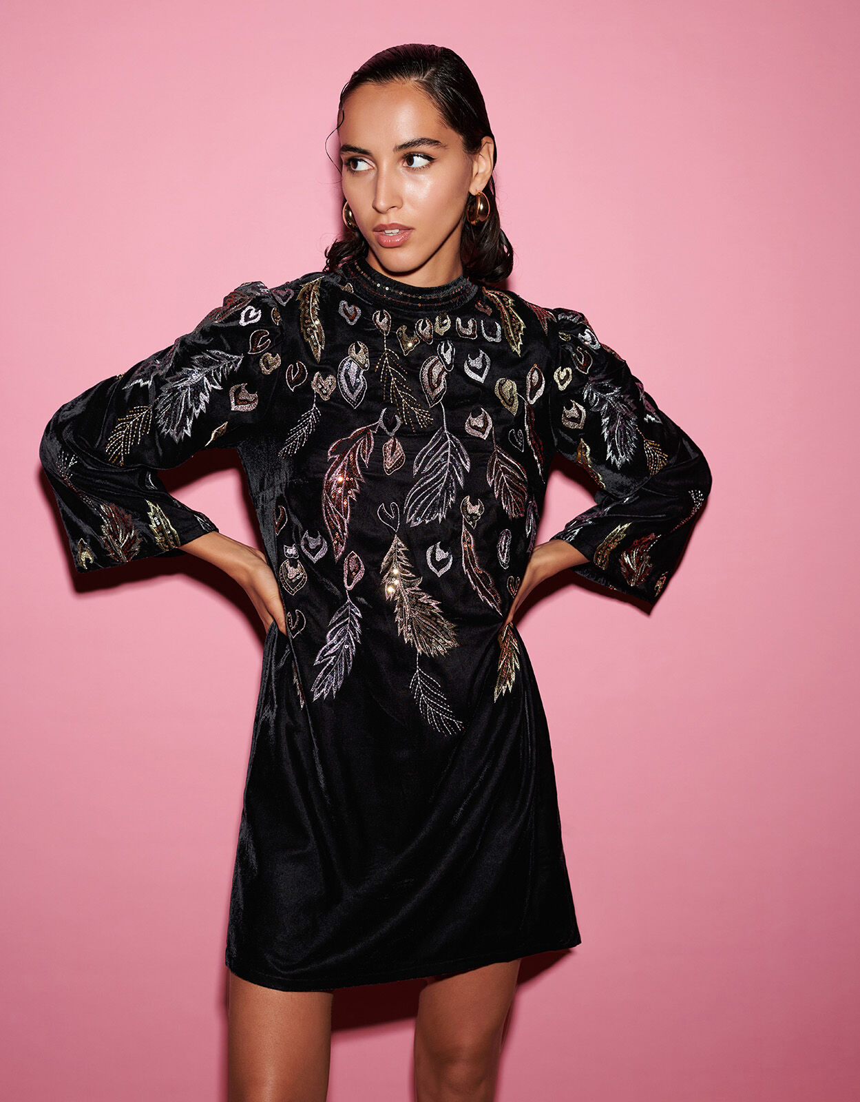 Black feather dress uk top