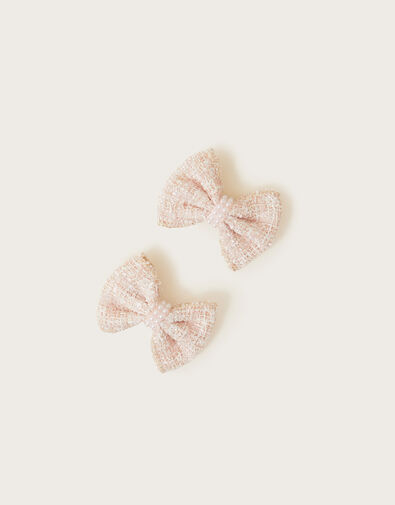 Boucle Pearl Bow Hair Clips Set of Two, , large