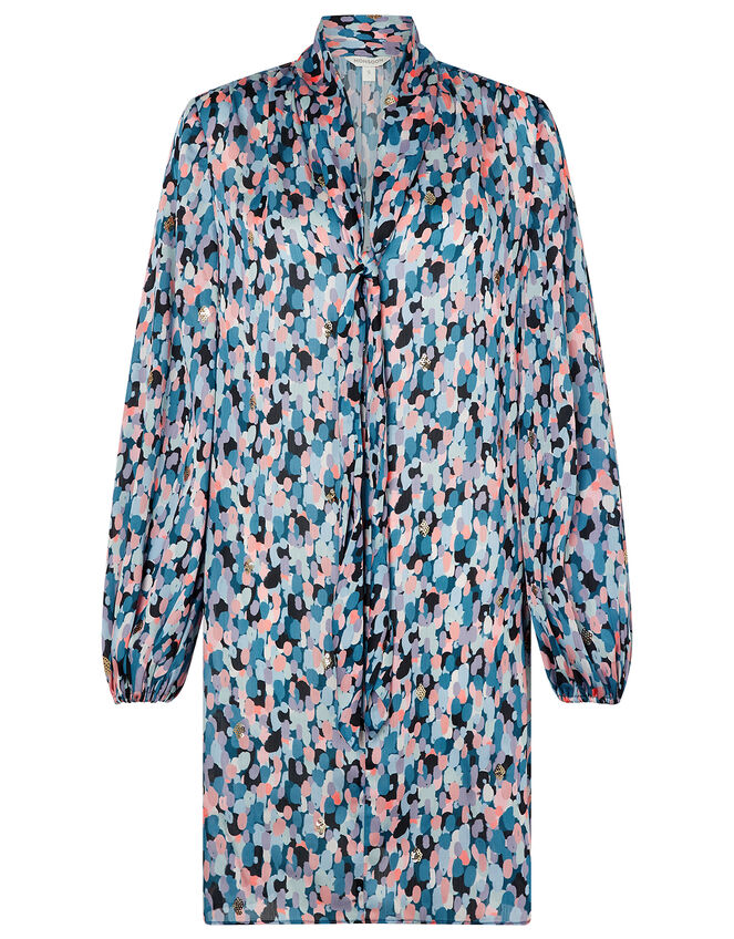 Suzie Colourful Sequin Smock Dress with Recyled Polyester, Blue (BLUE), large