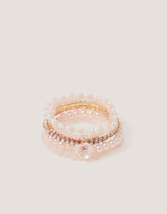 6-Pack Flower Beaded Bracelets, , large