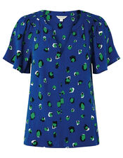 Animal V-Neck Top with LENZING™ ECOVERO™, Blue (COBALT), large