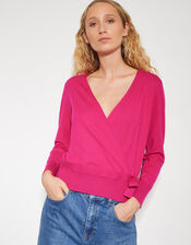 Riley Wrap Jumper, Pink (BRIGHT PINK), large