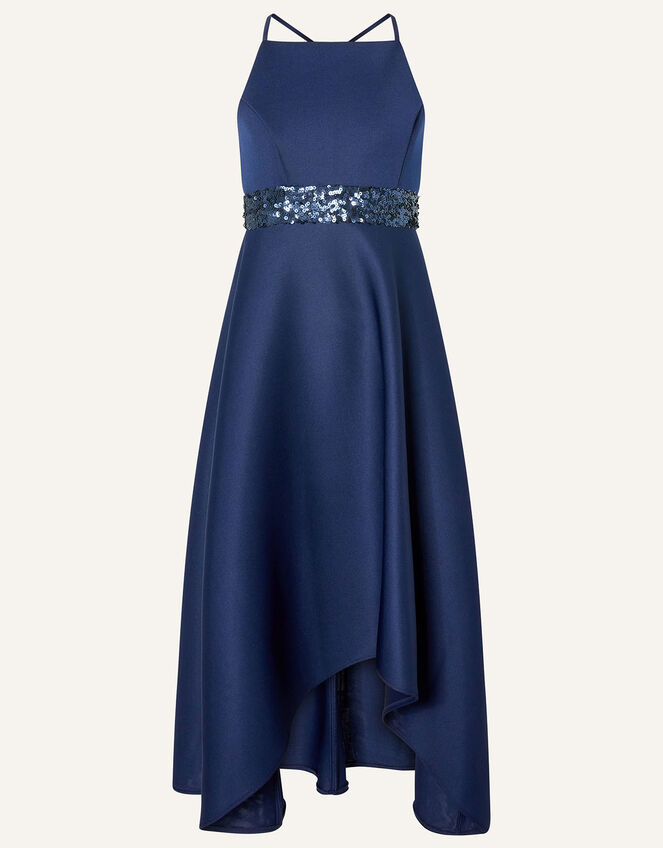 Sequin Scuba Prom Dress, Blue (NAVY), large