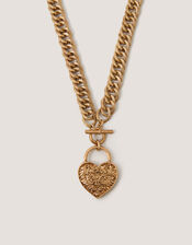 Heart Padlock T-Bar Necklace, , large