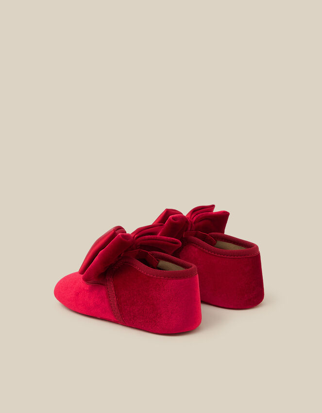 Baby Bow Velvet Booties & Headband Set, Red (RED), large