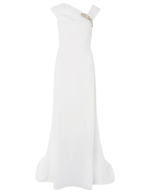 Tess Embellished Brooch Bridal Dress, Ivory (IVORY), large