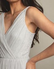 Anne Mesh Maxi Dress in Recycled Polyester, Silver (SILVER), large