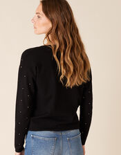 Hotfix Gem Knit Cardigan with Sustainable Viscose, Black (BLACK), large