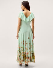 Aimee Floral Print Ruffle Maxi Dress, Green (SAGE), large