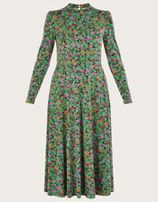 Zeina Ditsy Print Dress, Green (GREEN), large