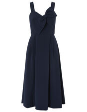 Alexa Bow Fit and Flare Dress, Blue (NAVY), large