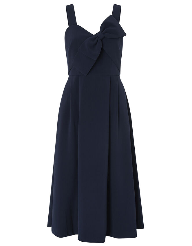 Alexa Bow Fit and Flare Dress, Blue (NAVY), large