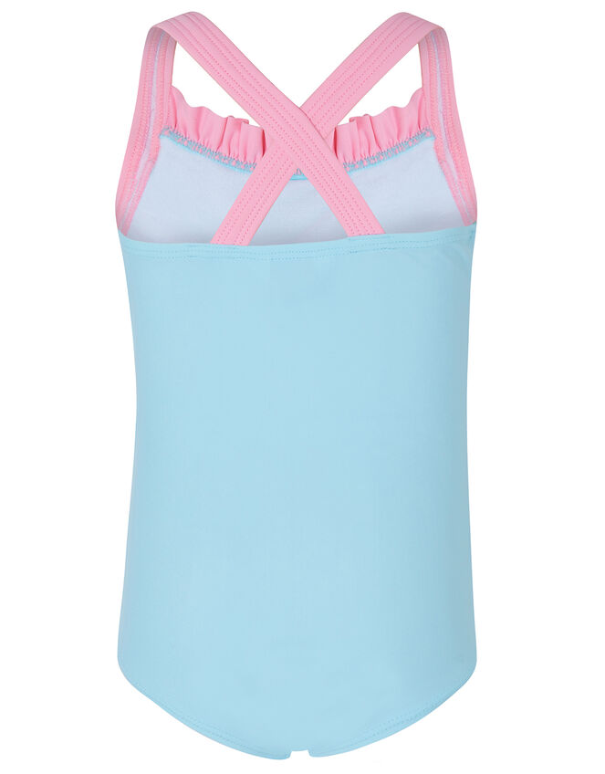 Baby Bunny 3D Flower Swimsuit, Blue (TURQUOISE), large