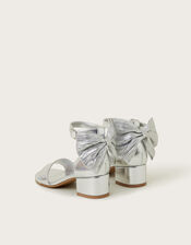 Open-Toe Bow Heels, Silver (SILVER), large