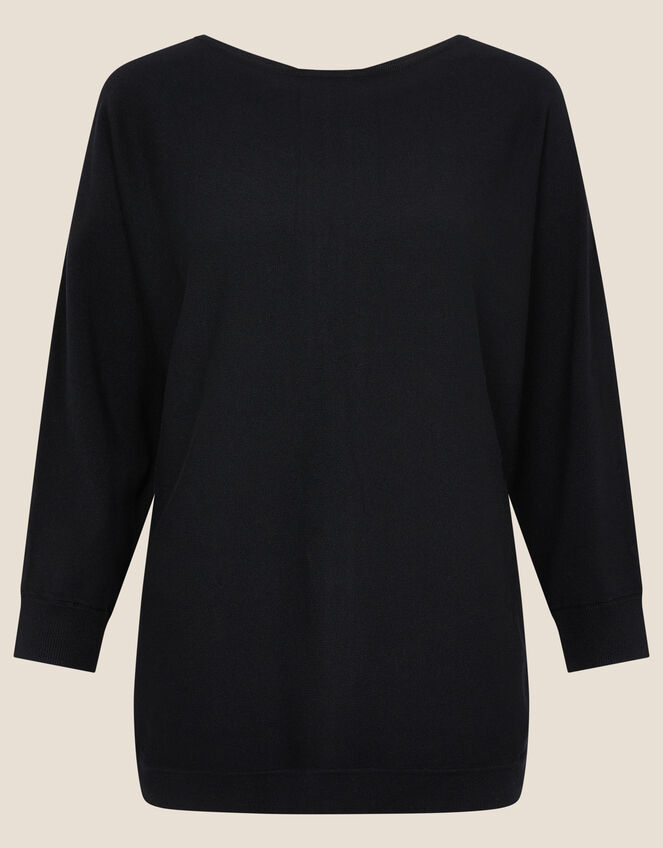 Zeena Zip-Back Hem Jumper , Black (BLACK), large
