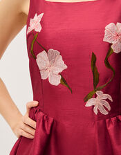 Anya Floral Embroidered Fit & Flare Midi Dress, Pink (PINK), large