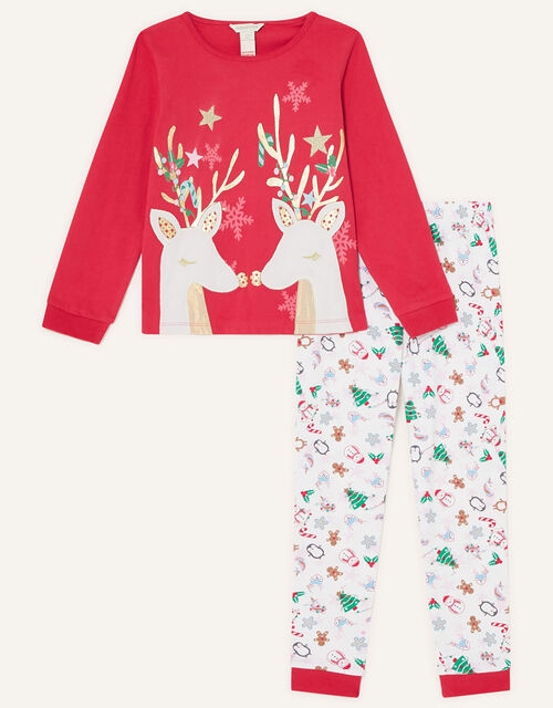 Christmas Reindeer Pyjama Set, Red (RED), large