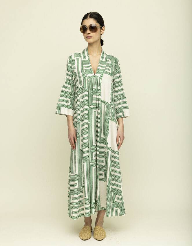 Tallulah & Hope City Geometric Print Kaftan, Green (GREEN), large