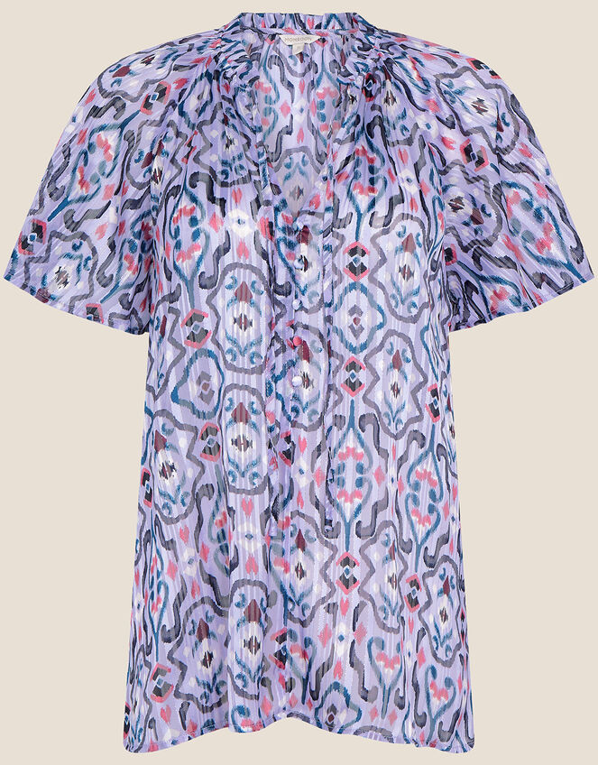 Alana Ikat Top with Recycled Polyester, Blue (BLUE), large