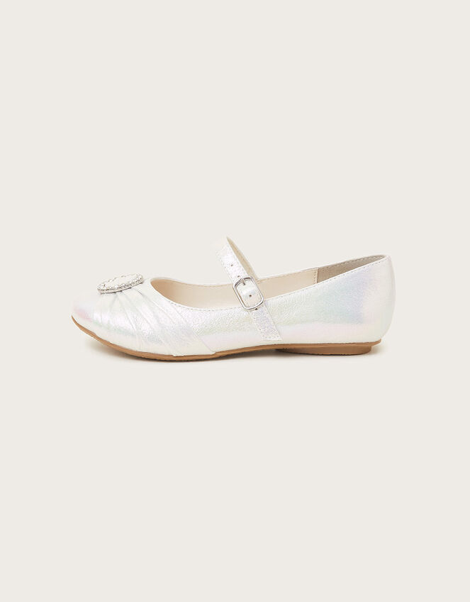 Pleated Ballet Flats, Ivory (IVORY), large