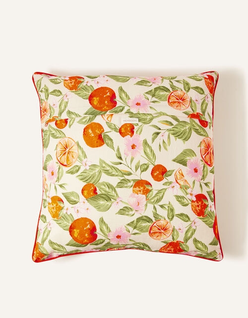 Fruit Print Square Cushion in Recycled Cotton, , large