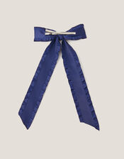 Frilly Bow School Hair Clip, Blue (NAVY), large
