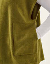 Double Breasted Knit Poncho Vest, Green (OLIVE), large