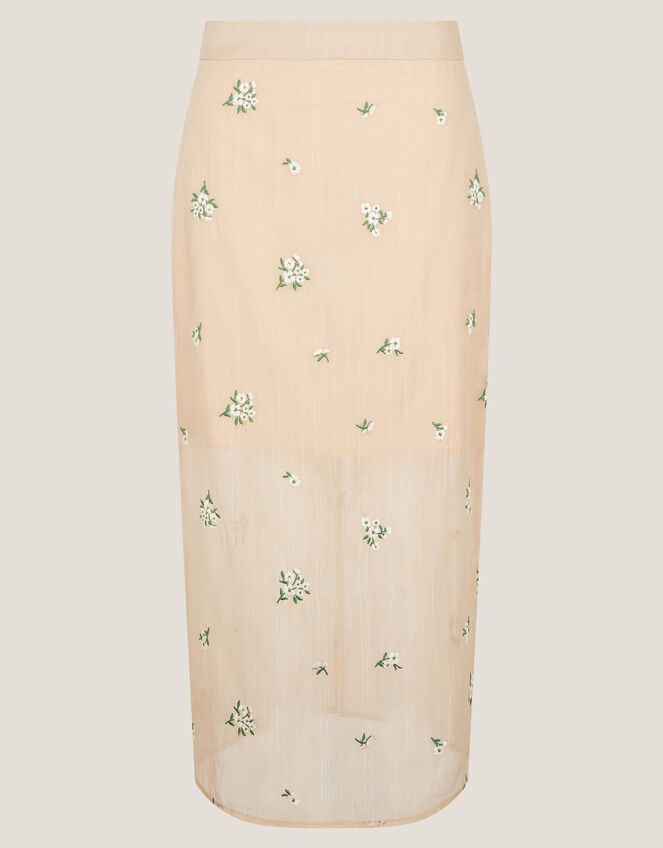 Sacha Embroidered Midi Skirt, Gold (GOLD), large