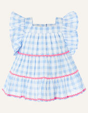 Gingham Woven Top, Blue (BLUE), large