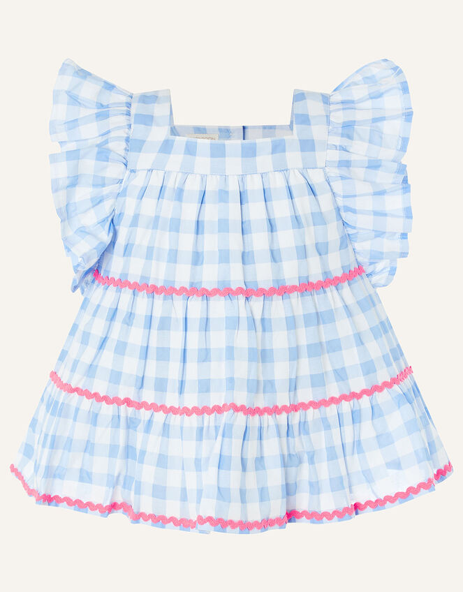 Gingham Woven Top, Blue (BLUE), large