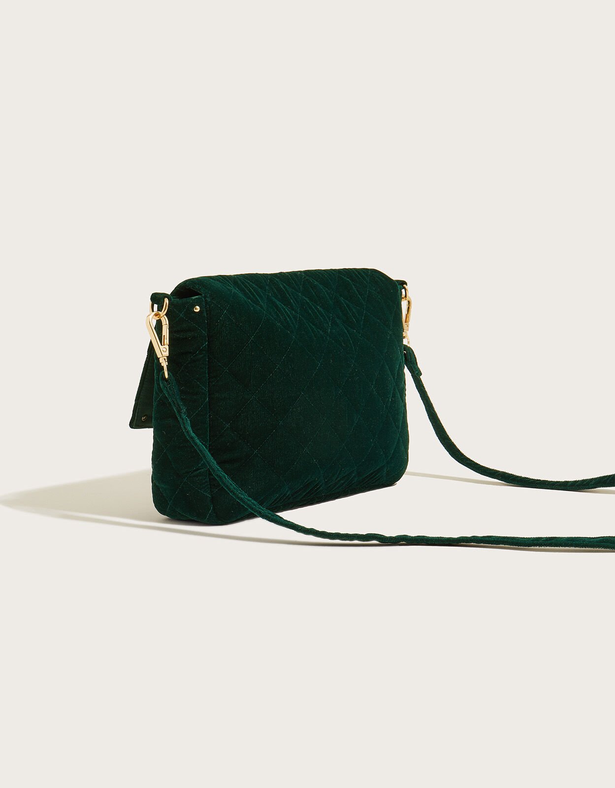 Velvet Quilted Cross Body Bag
