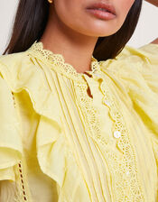 Rue Embroidered Ruffle Blouse, Yellow (LEMON), large
