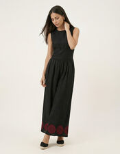 Raffya Vanessa Embroidered Wide Leg Jumpsuit, Black (BLACK), large