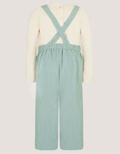 Baby Top & Embroidered Corduroy Dungarees Set, Green (GREEN), large