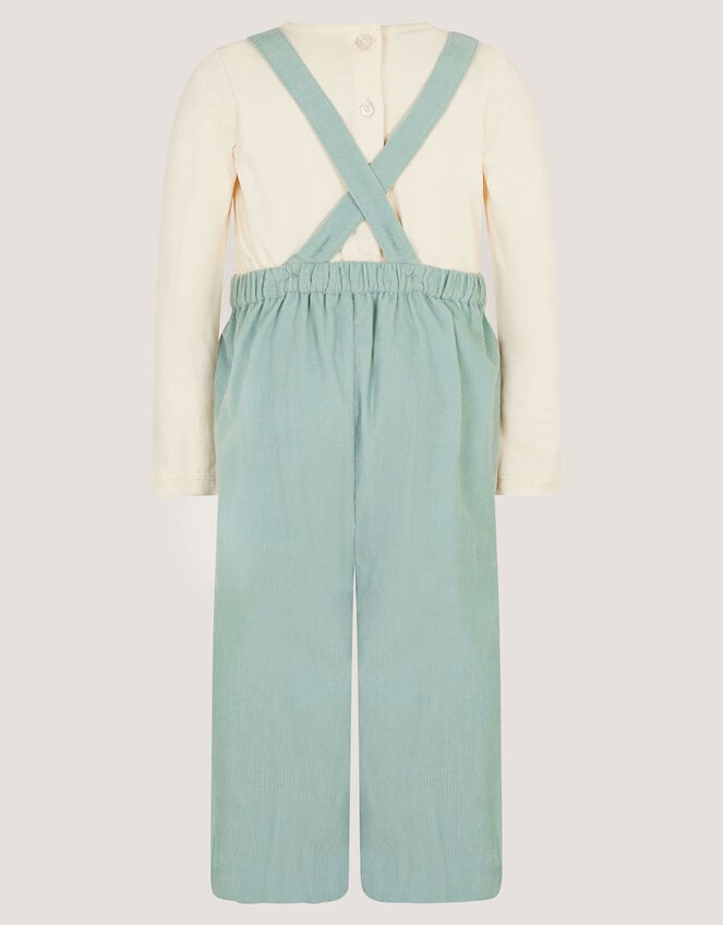 Baby Top & Embroidered Corduroy Dungarees Set, Green (GREEN), large