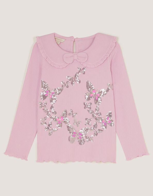 Sequin Butterfly Long Sleeve Top, Purple (LILAC), large