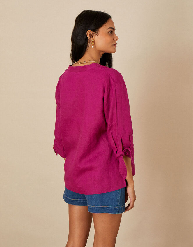 Tie Cuff Linen Tee Pink