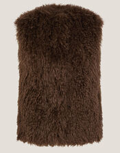 Maeve Shaggy Faux Fur Gilet, Brown (CHOCOLATE), large