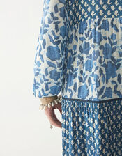 Maison Hotel Contrast Print Dress, Blue (BLUE), large