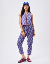 Petite Mendigote Print Embellished Waistcoat, Blue (INDIGO), large