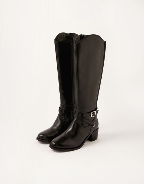 Lisa Leather Buckle Riding Boots Black Shoes & Boots Monsoon UK.