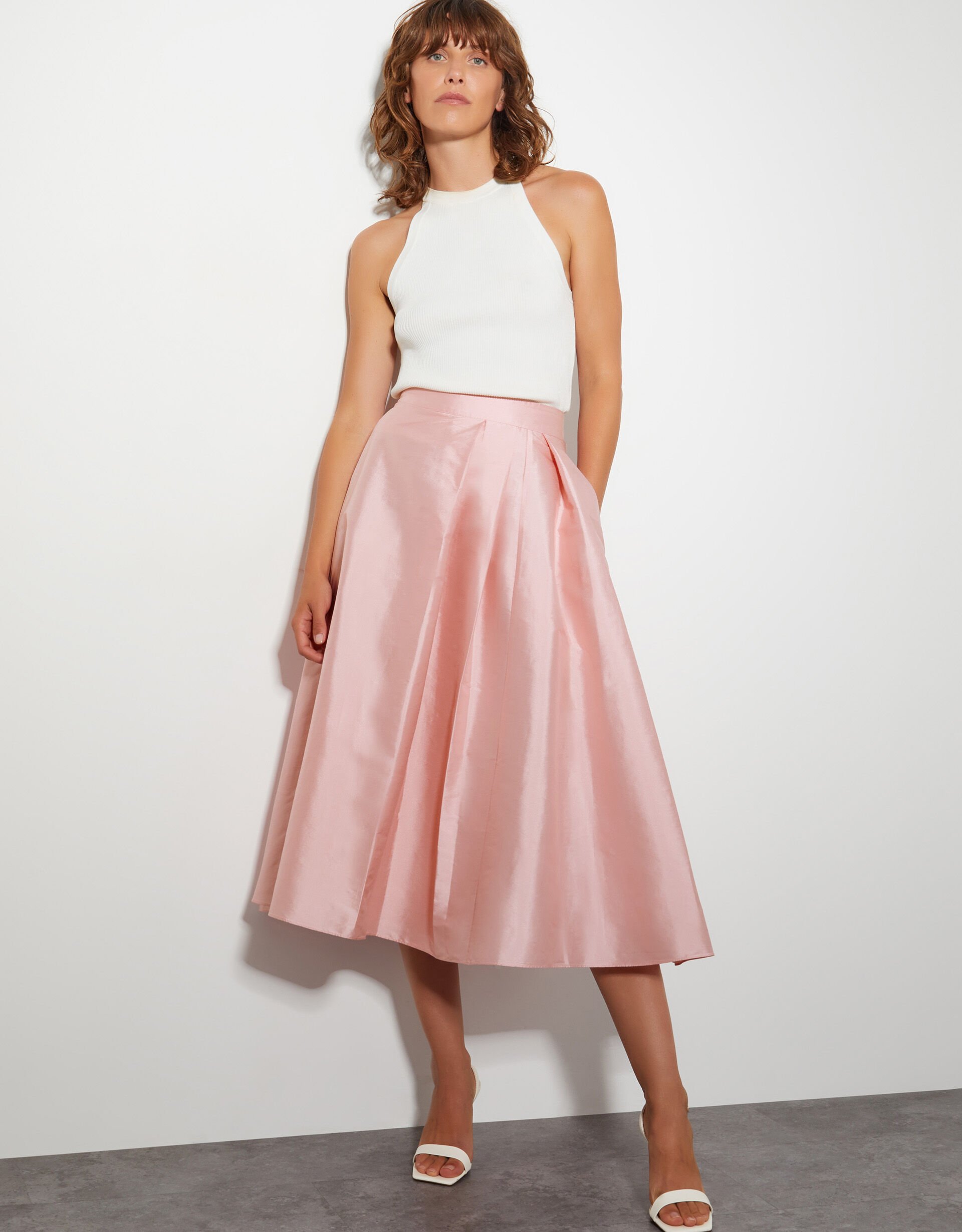 Pink pleated skirt 08 new arrivals