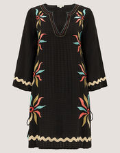 Bonnie Embroidered Mini Kaftan, Black (BLACK), large
