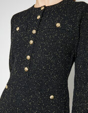 Saskia Sparkle Knit Mini Dress, Black (BLACK), large