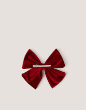 Velvet Bow Hair Clip, Red (RED), large